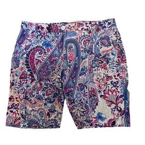 Tommy Bahama Pink, Blue and White Paisley Floral Cotton Stretch Shorts sz 4
